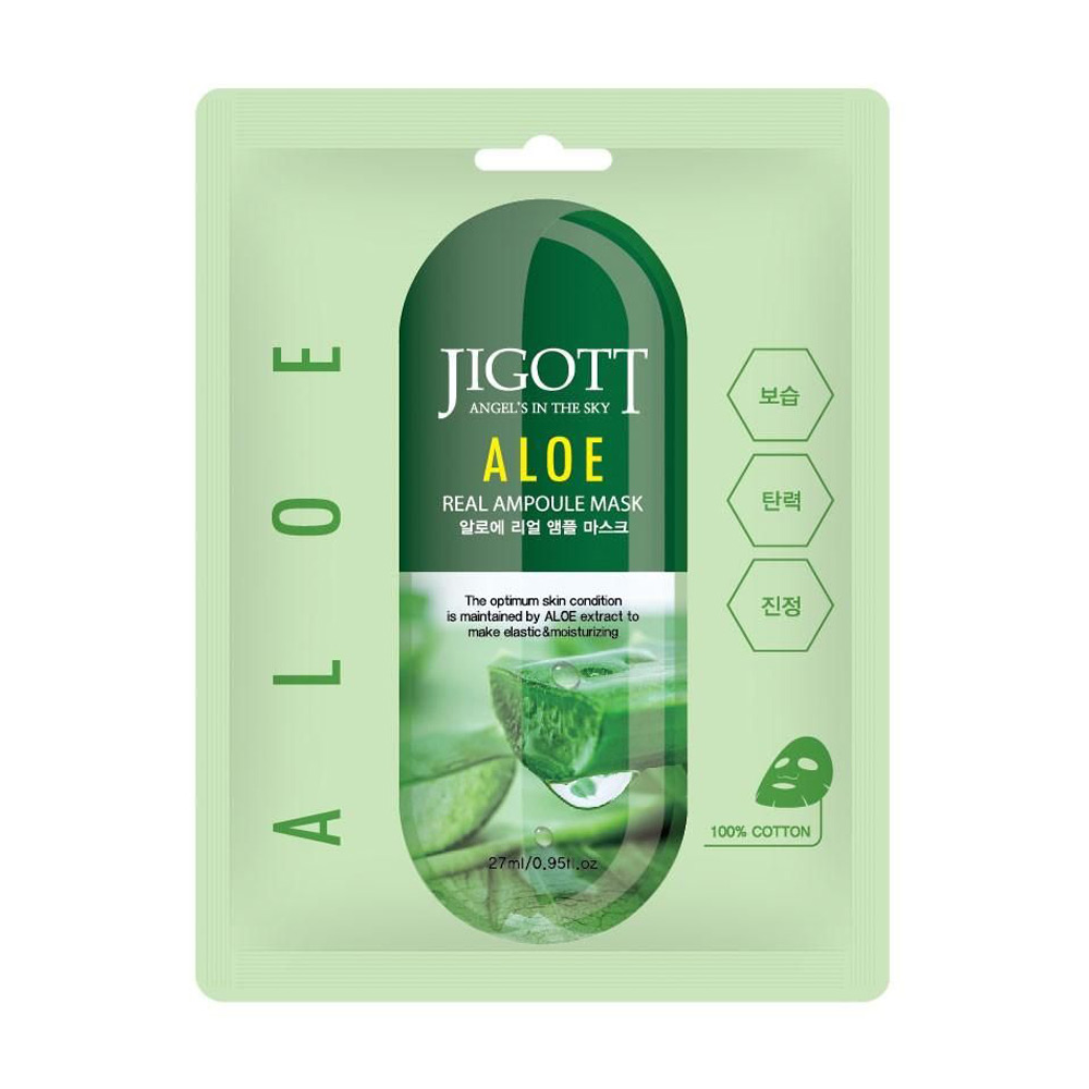 Тканинна маска для обличчя Jigott Aloe Real Ampoule з екстрактом алое вера, 27 мл