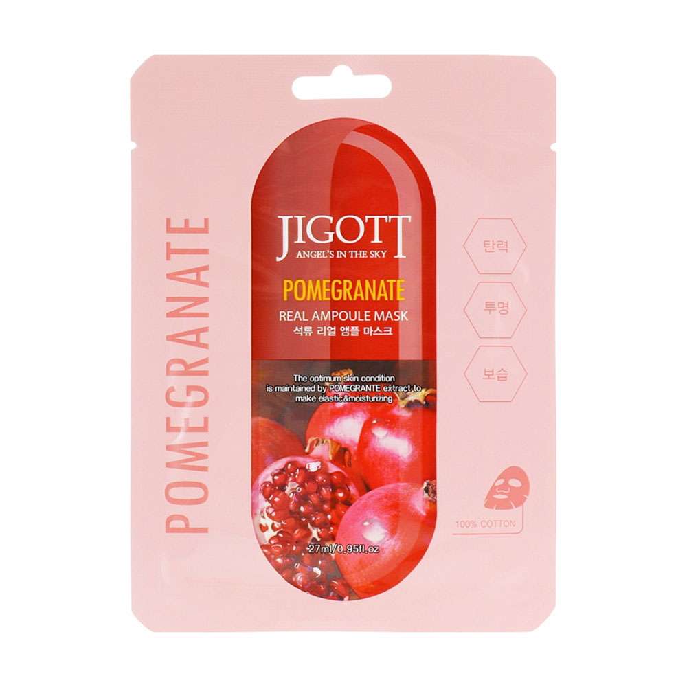 Тканинна маска для обличчя Jigott Pomegranate Real Ampoule Mask з екстрактом гранату, 27 мл